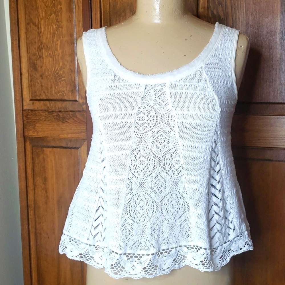 Anthropologie Meadow Rue Crochet Lace Tank Top Sz XS